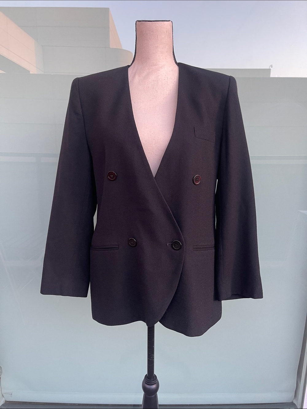 Jones New York Wool Blazer / Pea Coat 10 Black Vintage
